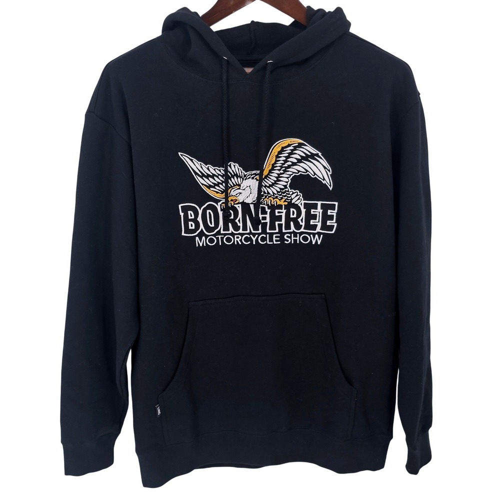 Loser Machine Born Free Motorcycle Show Black Graphic Hoodie Sweatshirt Mens M
